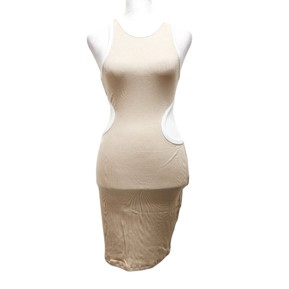 NauLon Womens Open Back Bodycon Dress  Cut Out Waist Ribbed Ankle Length  Size M - Picture 3 of 13